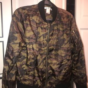 Camouflage bomber coat